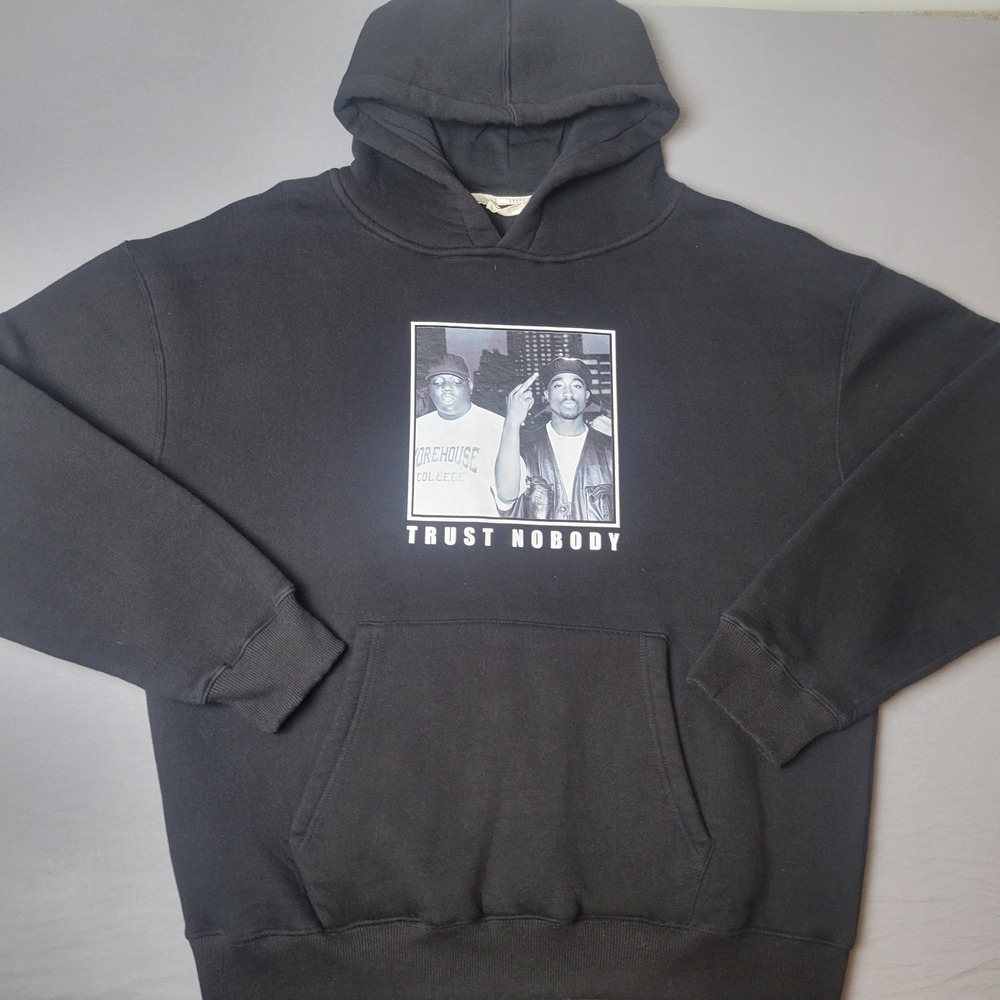 Tupac Biggie Trust Nobody Hoodie Black Rap Hip Hop Graphic TRENDIZ M/L - EUC